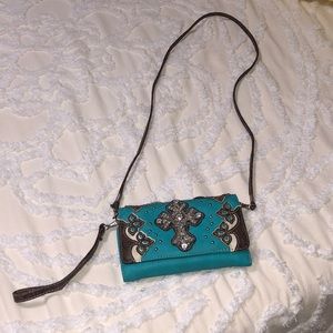 Swanson Turquoise Bling Cross Wallet Purse
